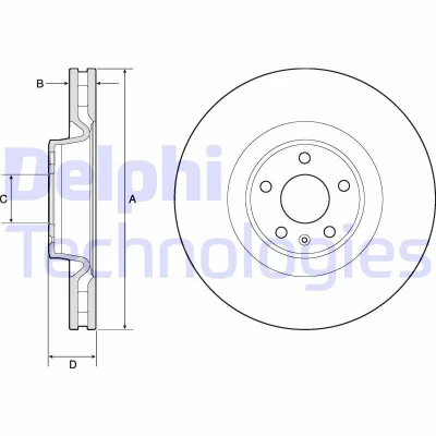 Immagine di DELPHI BG9172C Disco freno 356 34 5 ventilato rivestito non trattato senza cuscinetto ruota, anello sensore ABS AUDI: A6 C7 Allroad