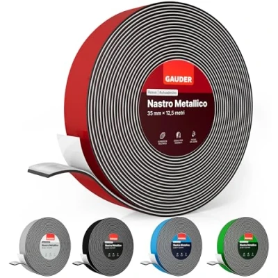 Immagine di GAUDER Nastro metallico autoadesivo rosso per magneti I Ideale figure e scaffali Tonies® ferroso (12,5 m)
