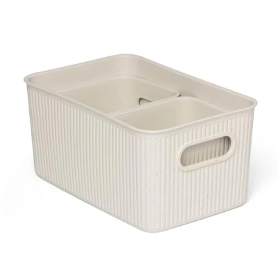 Immagine di TATAY Baobab ECOHOME Set di 3 scatole portaoggetti rettangolari (1 x 5L + 2 1,5 l), in polipropilene, senza BPA, 100% plastica riciclata, misure 18,1 27,2 13 cm, beige
