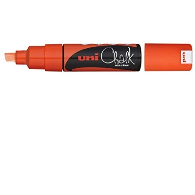 Immagine di Uni Ball 186415 Pennarello per finestre e gessetti con punta a cuneo 8 mm, arancione fluorescente, 1 pezzo
