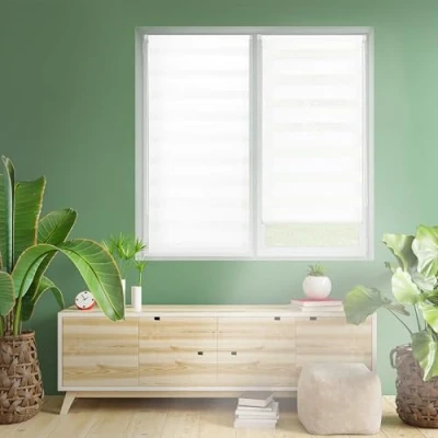 Immagine di Blindecor Indus Sensa attrezzi Tenda a rullo doppio strato senza perforazione Colore Bianco 55 x 220 cm (Larghezza Altezza) Dimensioni del tessuto 52 215