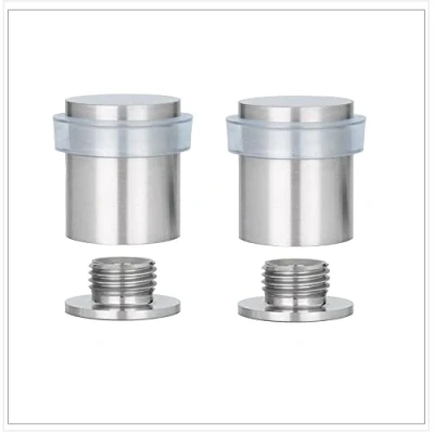 Immagine di EVI Herrajes Confezione da 2 fermaporta 25 x 27 mm Base filettata Gomma trasparente Acciaio inossidabile Include vite + tappo di fissaggio Modello 040811TCBAM