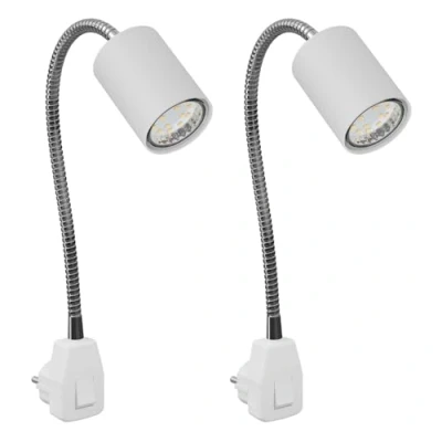Immagine di ledscom.de 2 pezzi lampada a zoccolo GU10 WAIKA collo d&#039;oca, interruttore, bianco incl. LED 227lm caldo