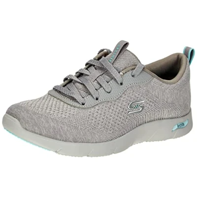 Immagine di Skechers Arch Fit Affina Il Desiderio Sontuoso, Scarpe da ginnastica Donna, Grigio Lavorato A Maglia Ingegnerizzato Finiture Blu Chiaro, 41 EU