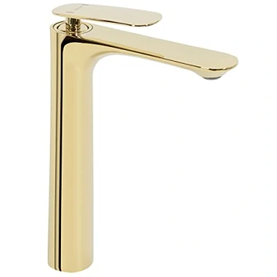 Immagine di Rea BERG GOLD rubinetto LAVABO ALTO Miscelatore da bagno in ottone monocomando regolabile caldo e freddo (oro)