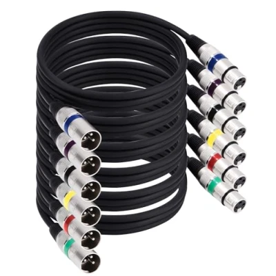 Immagine di Xespis 6 Pezzi Cavo XLR Bilanciato, 1.5M DMX Per Luci e Illuminazione Scenica, Da Spina a 3 Pin Presa Microfoni