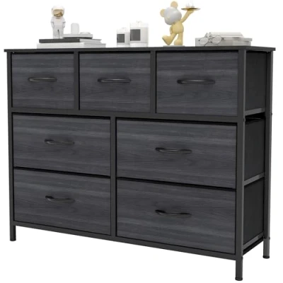 Immagine di YITAHOME Cassettiera in tessuto con 5 cassetti,Robusta struttura metallica, Salvaspazio Camera da Letto,Cassettiera Armadio,grano di legno nero