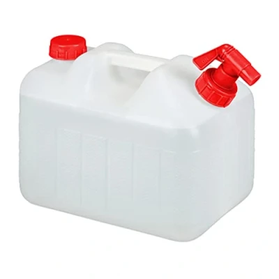 Immagine di relaxdays Tanica con Rubinetto, Coperchio a Vite del Contenitore, per Acqua Potabile, 10 L, senza BPA, rosso/bianco
