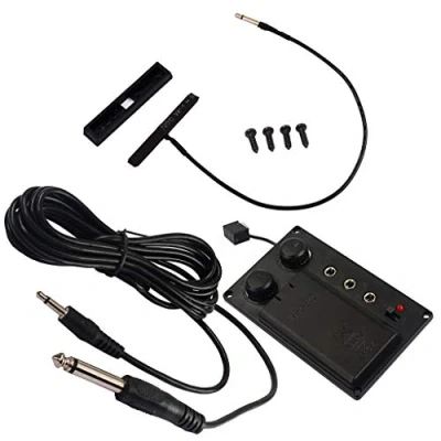 Immagine di Alnicov violino elettrico nero Pickup EQ silenzioso Piezo con cavo foro per spina Parti di strumenti a corda