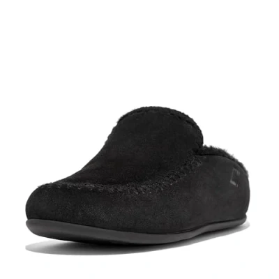 Immagine di Fitflop Ciabatta Chrissie con Cuciture all&#039;Uncinetto, Pantofole Donna, Tutto Nero, 37 EU