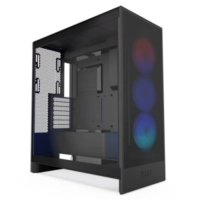 Immagine di NZXT H7 Flow RGB Case Airflow ATX mid tower con Ventole sul fondo per raffreddare la GPU Unità ventola single frame da 360mm Gestione cavi Nero