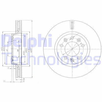 Immagine di DELPHI BG4084 Disco freno 280 28 5 ventilato Oleato non trattato senza cuscinetto ruota, anello sensore ABS FIAT: Scudo II, II Van