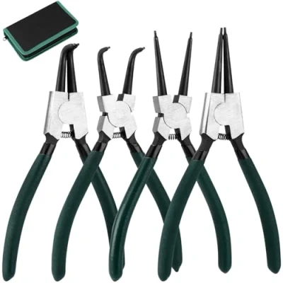 Immagine di LEAZZLE 4 Pezzi 180mm Pinza per Seeger con Borsa Portatile, Set Pinze Officina Anelli di Sicurezza Molle Resistenti, Maniglie Antiscivolo, Resistente Alla Flessione e a Risparmio Manodopera