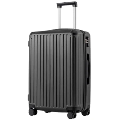 Immagine di COOLIFE Valigetta rigida per trolley in materiale ABS, con serratura TSA, manico telescopico e 4 ruote gemellate, Nero , Mittelgroßer Koffer, Valigia da viaggio bagaglio a mano