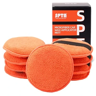 Immagine di Spugna per Lucidare a Mano, SPTA 9 pezzi Applicatore di Cera in Microfibra, Tampone Lucidatura Kit, Pulizia Auto, Tamponi Applicazione Polacco, e Prodotti la Cura