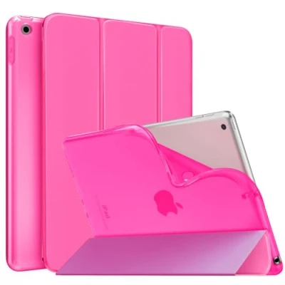Immagine di MoKo Cover per Nuovo iPad 10,2&quot; 9a generazione 2021/8a/7a Gen. 2022/2019, Custodia Ultra Sottile Leggero Tri fold Auto Sveglia/Sonno con Retro Semi trasparente in TPU, Pitaya Rosso