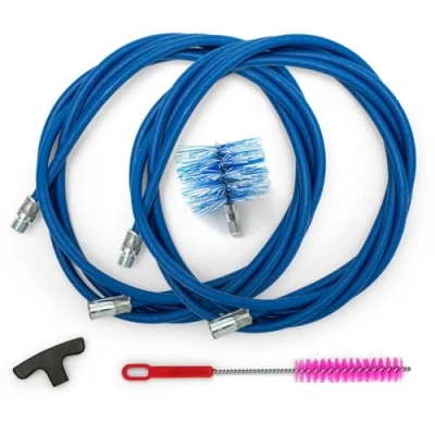Immagine di BARETTO Kit per Pulizia della Stufa a Pellet, Prolunga di 6 Metri la Pellet con Curvatura 90, Scovolino Standard in Nylon 80 mm, multiuso e Manico