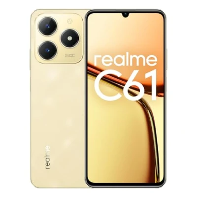 Immagine di realme C61 smartphone 4G, 6+128GB, Batteria di lunga durata da 5000 mAh, Design ultra sottile 7,74 mm, Potente chipset octa core, Motore incremento AI, Oro, nessun adattatore