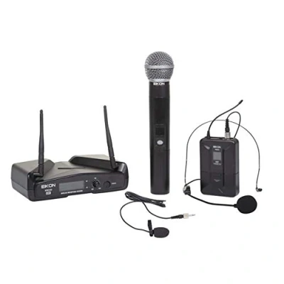 Immagine di PROEL EIKON WM300KIT Sistema microfonico UHF Wireless con Mic ad Archetto o Pulce + palmare, Nero (Attenzione: i microfoni non funzionano contemporaneamente nello stesso ambiente)