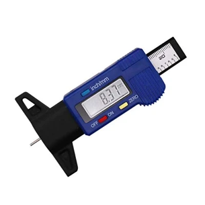 Immagine di CACHOR Misuratore di profondità digitale per pneumatici, 0 25,4 mm, con display LCD e batterie, auto, camion, furgoni, SUV (blu)