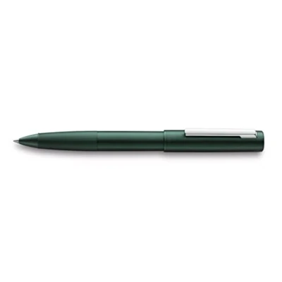 Immagine di Lamy Aion penna roller 377 a sfera in alluminio senza cuciture di colore verde scuro con clip acciaio inox lucido mina per M 63 nero tratto