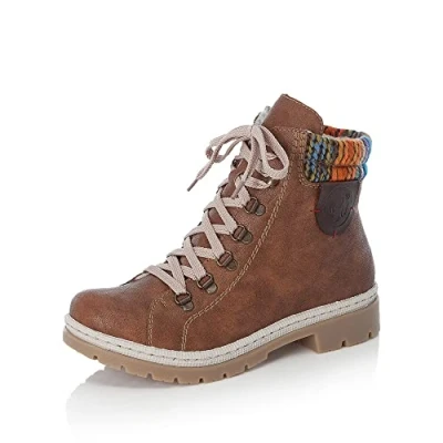 Immagine di Rieker Donna Stivaletti Y9430, Signora Allacciati,Mezza Scarpa,Stivaletto con Lacci,Stivali di Transizione,Boots,Marrone (Braun / 22),39 EU 6 UK