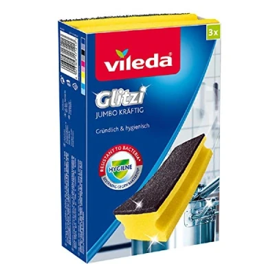 Immagine di Vileda Spugna “Glitzi Jumbo forte con effetto antibatterico, molto resistente anche su grandi superfici, confezione risparmio da 3 pezzi