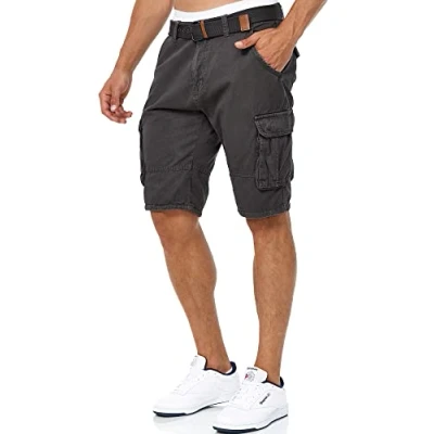 Immagine di Indicode Uomini Monroe Cargo Shorts Bermuda Pantaloncini Inclusa Cintura in Cotone Raven L