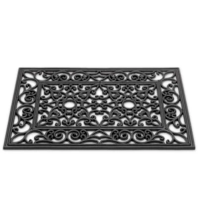 Immagine di Zerbino effetto ghisa, decorazione per esterni, in gomma, resistente alle intemperie, 40 x 60 cm, esterni