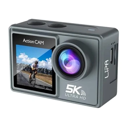 Immagine di Lipa AT M40R 5K Action camera IPS Wifi impermeabile 21 accessori risoluzione Dual Screen Connessione microfono USB SD fino a 256 GB Remote 4K 60 FPS