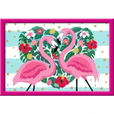 Immagine di Ravensburger Liebenswerte Flamingos Uccello Dipingere con i Numeri 28782 Fenicotteri Adorabili, Multicolore, Medio