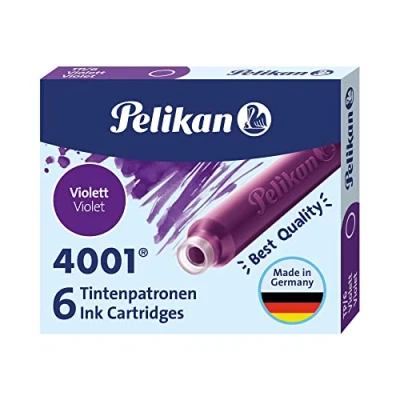 Immagine di Pelikan Set Cartucce per Stilografiche Inchiostro 4001 Refill TP6, Confezione Risparmio 60 Unità, 10 Scatole da 6 Cartucce, Viola