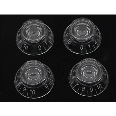 Immagine di KAISH Set di 4 manopole trasparenti per chitarra LP trasparente con numeri bianchi, Epip Les Paul o SG