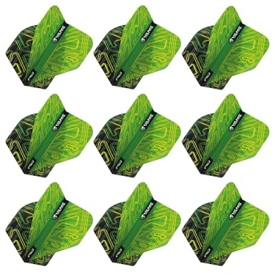 Immagine di RED DRAGON alette per freccette standard Yin Yang, colore verde e nero, 3 set confezione (9 in totale)