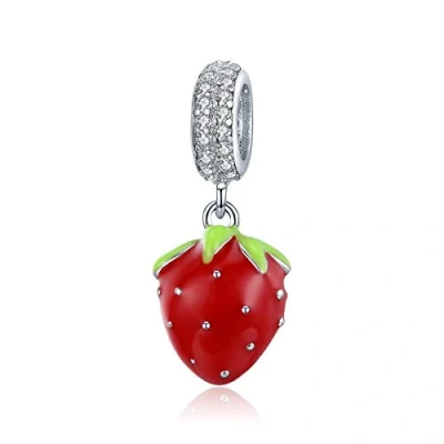 Immagine di Charm a forma di frutta in Argento Sterling 925 con Smalto rosso per braccialetti Pandora, Cristallo