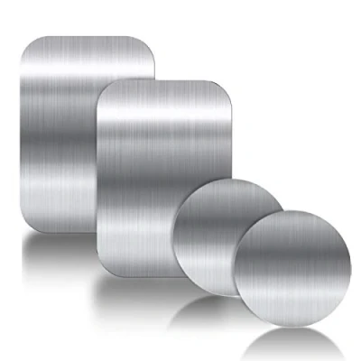 Immagine di YGKJ 4 Pezzi Placche Metalliche Adesive Piastra Metallo con Adesivo Universale per Supporto Magnetico Auto/Porta Cellulare da Auto Calamita (2 Rotonde e 2 rettangolari) (Argento)