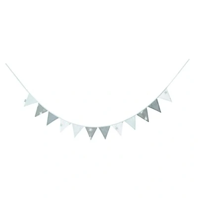 Immagine di roba Catena con Gagliardetti Little Stars in Tessuto 100% cotone 12 (2 m) Lunghezza Totale 3 m Bandierine Ottimale per le Feste Decorazione Cameretta Bianco e Grigio