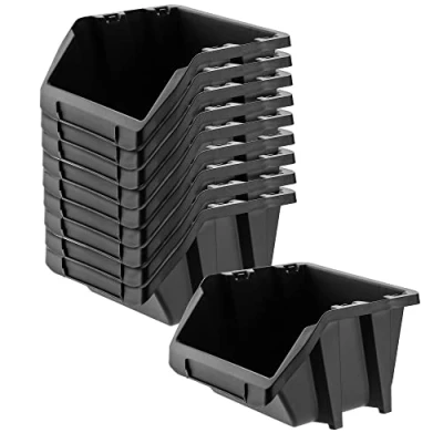 Immagine di KADAX Cassetta impilabile da officina, piccola scatola di smistamento in plastica PP, per cuscinetti a vista, diverse dimensioni e colori, (nero, set 10 144x118 mm)