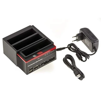 Immagine di Kalea INFORMATIQUE Tripla Docking Station con 2 Porte SATA e Una Porta IDE da 2,5 3,5 a USB 3.0. Dock per HDD Funzione di CLONAGE Alimentazione 3A.