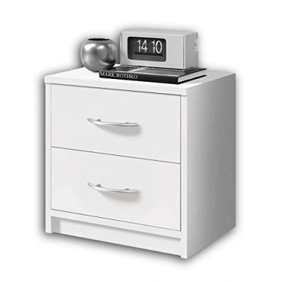 Immagine di Stella Trading PEPE, Comodino da notte, bianco, linea essenziale con 2 cassetti che si abbina facilmente A ogni camera letto, 39 x 28 cm, L P