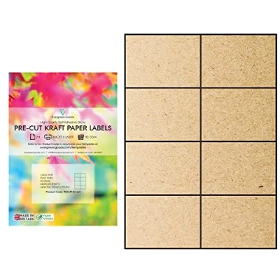 Immagine di Evergreen Goods Carta autoadesiva opaca A4, stampabile a getto d&#039;inchiostro e laser stampa multiuso con retro adesivo resistente, 2 x 4, 8 per A4: 240 etichette in totale, 30 fogli