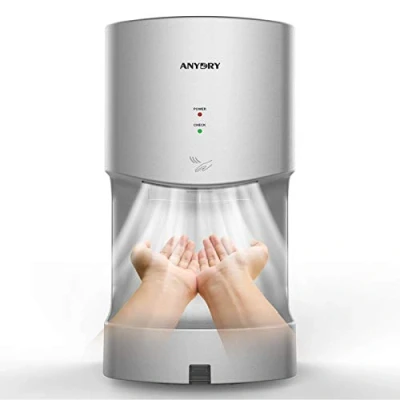 Immagine di anydry 2630T Professionale Asciugamani ad Aria, a Parete,Automatico Elettrico da Bagno,con vaschetta raccogli Gocce,ABS,1400 1650W.(Argento)