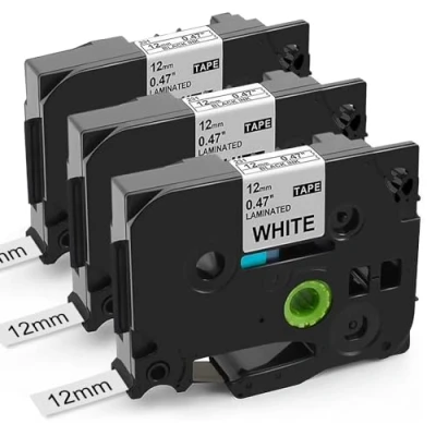 Immagine di Nastri per Etichette Unistar Compatibile In sostituzione di Brother P touch TZe 231 12mm 0.47 Laminato Tape Cassetta Ptouch PT 107B 1000 H105 H110 H100R 1005 1010 (Nero su Bianco, 3x)