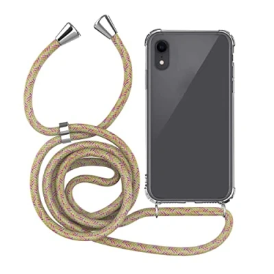 Immagine di MyGadget Cover per iPhone XR Custodia con Corda Case Cordino Trasparente Antiurto Laccio Tracolla Practical Stylish Arcobaleno
