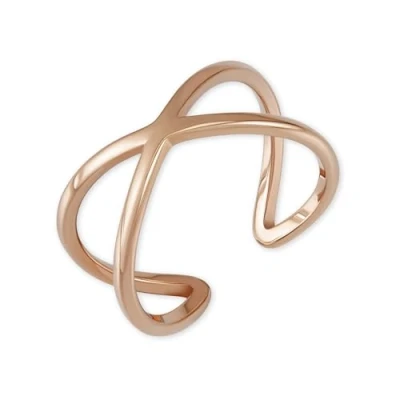 Immagine di GD GOOD.designs Anello regolabile da donna a forma di X in acciaio inossidabile argento, oro o rosa I aperto con placcatura 18 carati (Oro rosa)