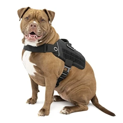 Immagine di Kurgo Townie RSG Pettorina per Cani, Giubbotto di Addestramento Include Maniglia, Catarifrangente, Compatibile con MOLLE Nero, L