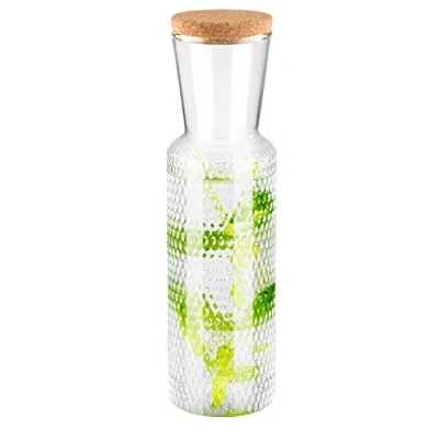 Immagine di APS Caraffa di Vetro Dots, per Acqua in Vetro, Trasparente con Coperchio Sughero, Altezza 27 cm, Volume 0,7 l