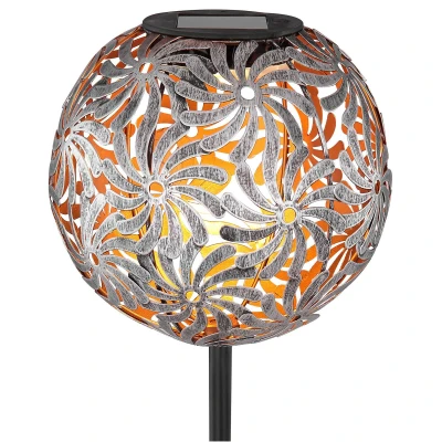 Immagine di Globo Lampada LED solare 33632 sfera metallo, argento