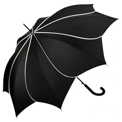 Immagine di VON LILIENFELD Ombrello Donna Classico Lungo Matrimonio Parasole Minou nero cuciture crema
