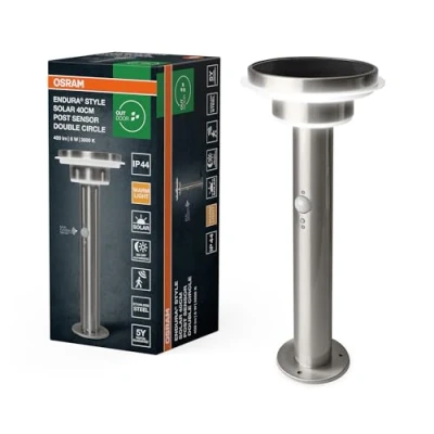 Immagine di OSRAM ENDURA Style Solar 40cm Post Sensor Double Circle 6W Stainless Steel 4099854455469 Lampada da parete per esterni a LED 6.00 W